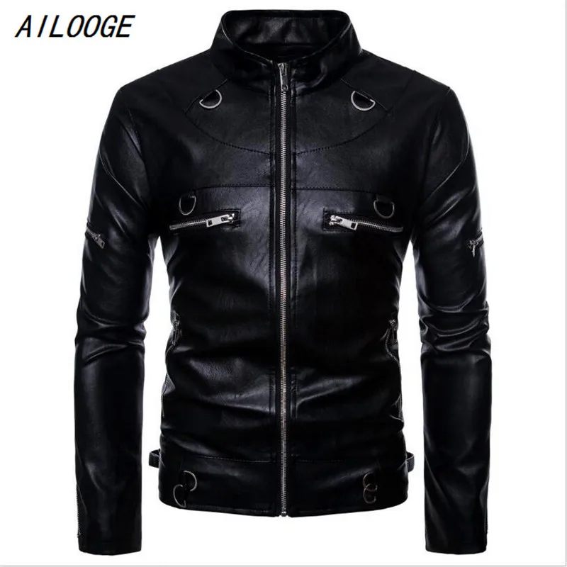 

AILOOGE 2021 Mens Faux Leather Suede Jacket Male Washed Fleece Lined Motorcycle Casual Stand Collar Fashion Winter Jacket Coat