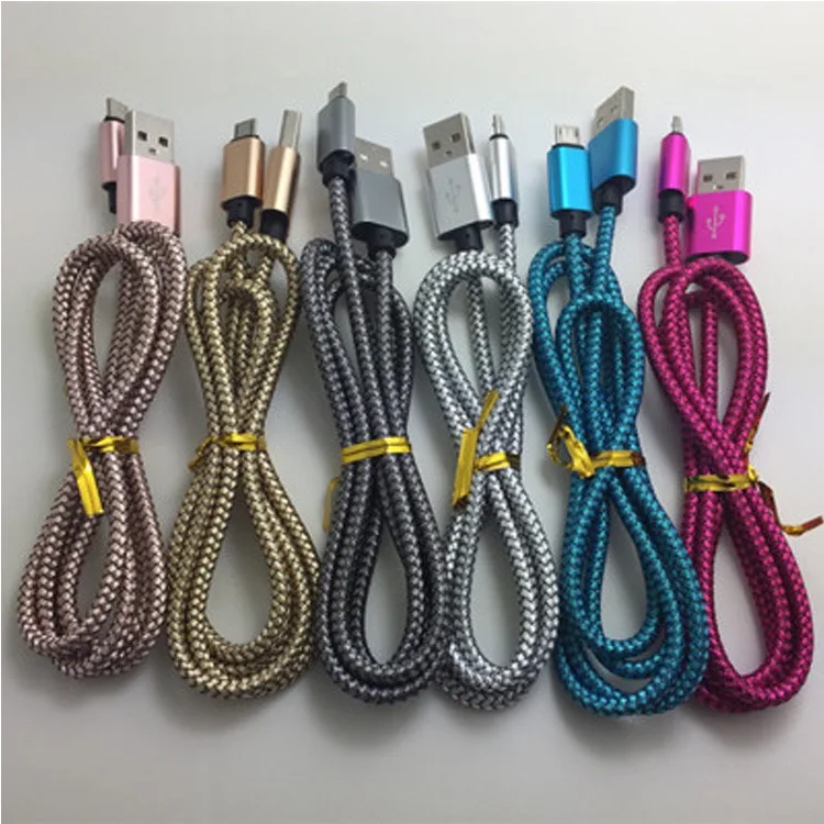 500 шт. Высокое качество 1 м 2 3 2.4A нейлон плетеные ткани Micro V8 Usb кабель аксессуары