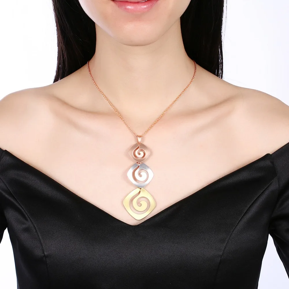 Fashion Gold Color Pendant Necklace Square Music character Classic Women Statement Jewelry Girl Party Accessories | Украшения и