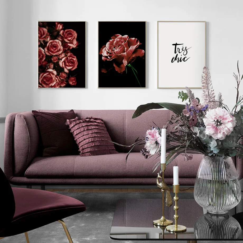 abstract Hand Rose peony Line Curve Quote Nordic Posters And Prints Wall Art Canvas Painting Pictures For Living Room Decor | Дом и сад