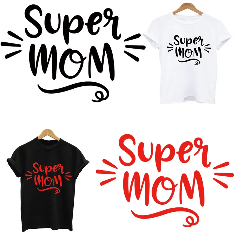 

Super Mom Heat Transfer Stickers Fashion Stripes Fusible Iron On Patch For Clothing Thermoadhesive T-shirts DIY Free Shipping