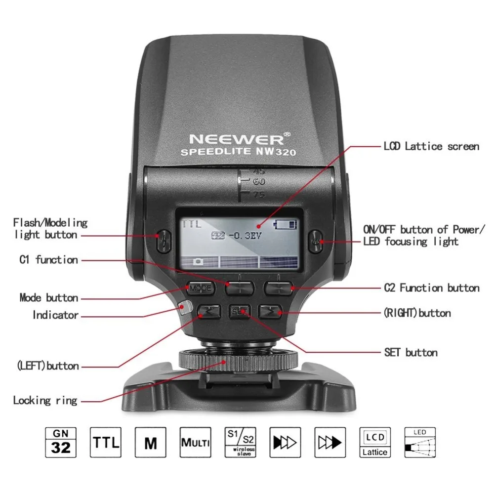 Neewer nw320 TTL ЖК-дисплей Дисплей Вспышка Speedlite для Sony A7 a7s/a7sii a7rii a7ii NEX6 RX1 RX1R RX10 RX100II HX50