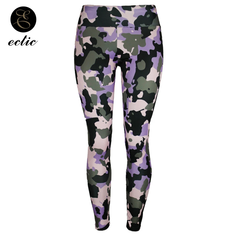 Лосины камуфляжные штаны Для женщин Камуфляж Push Up леггинсы Высокая Талия животик