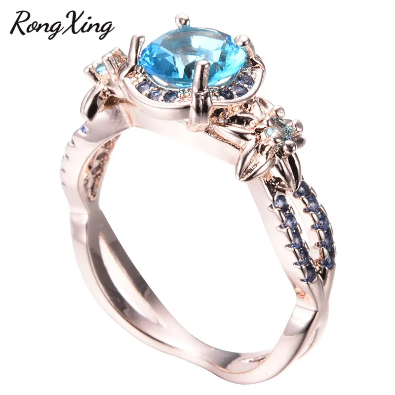 Женское кольцо с круглым цирконом покрытое розовым золотом|crystal ring|rings for womenzircon ring