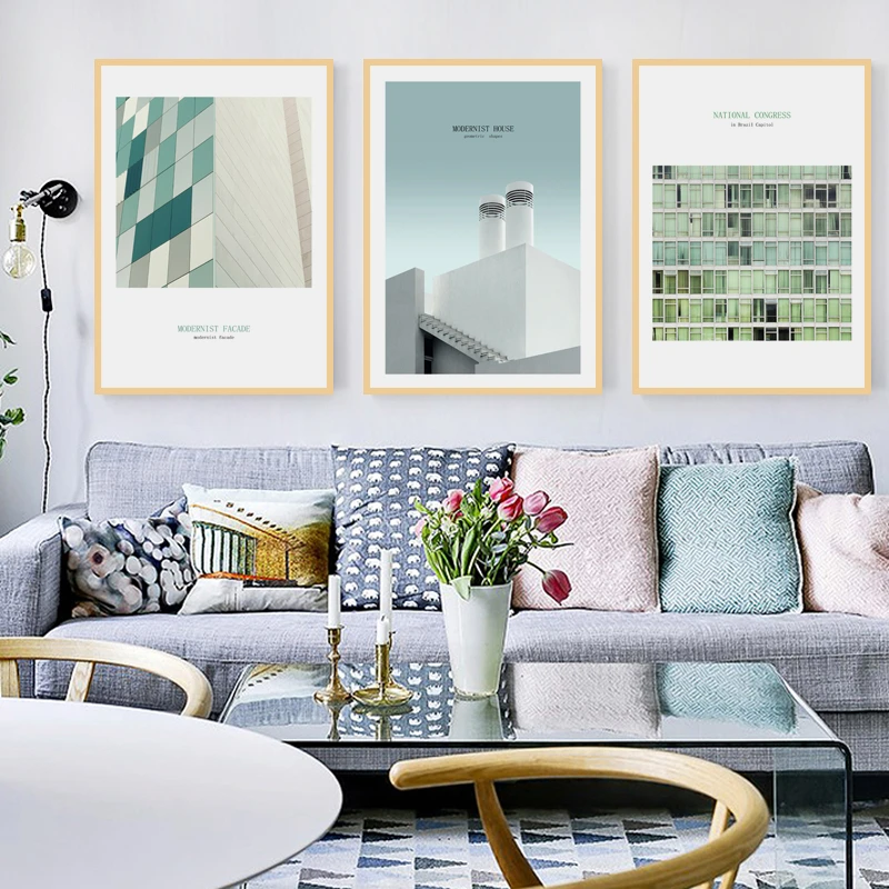 Северное современное зеленое здание бразильское холщовая картина