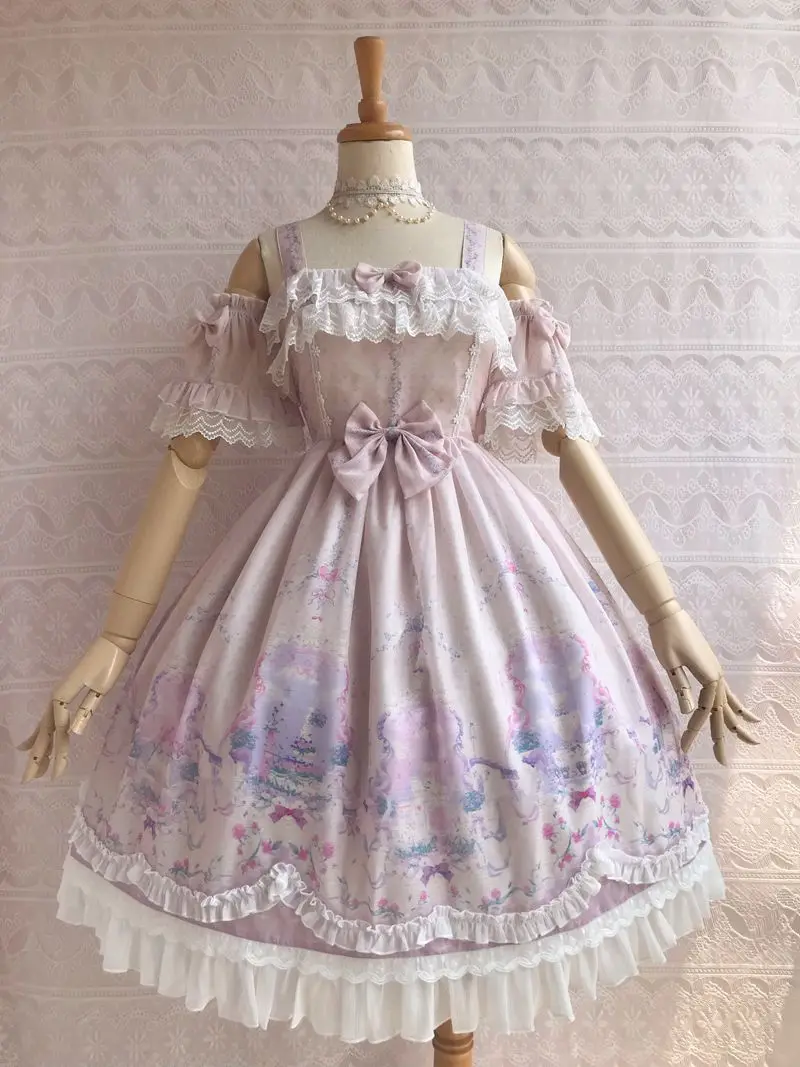 Unicorn's Secret Garden~ сладкий Печатный Лолита JSK платье w. Съемные рукава от Yiliya