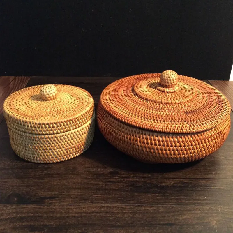 Коробка для хранения из ротанга es с крышками коробка для хранения из ротанга для чай украшения коробка для чая жестяная винтажная коробка для хранения ювелирных изделий Органайзер коробки для ювелирных изделий