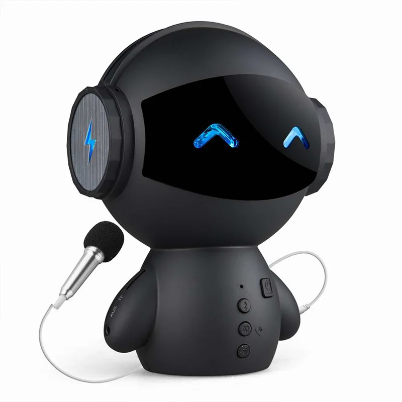 black Астронавт стиль Bluetooth колонки с микрофоном Поддержка TF карты HD стерео объемный звук мобильный мощность для телефона английский голосовые подсказки - Цвет: black