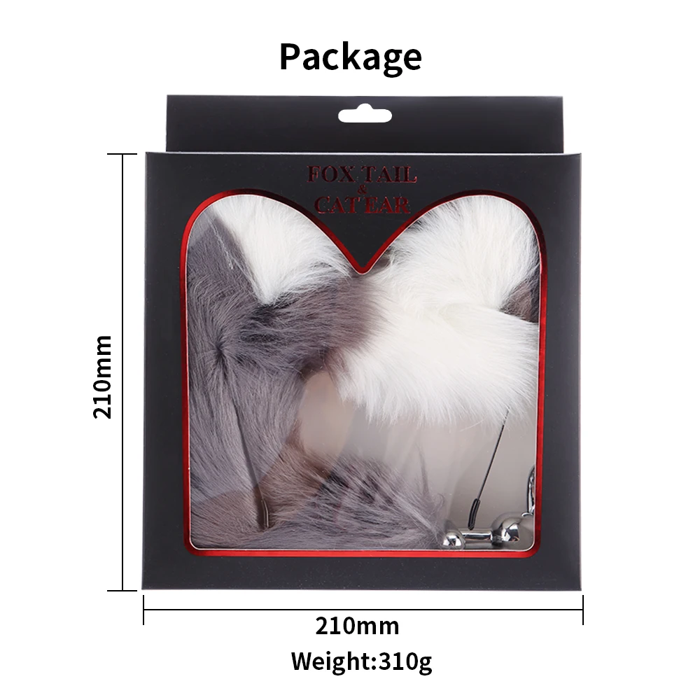 SM Cosplay Adjustable Fox Tail and Cat Ear Aluminium Alloy Butt Plug Artificial Wool 8 Color for BDSM | Красота и здоровье