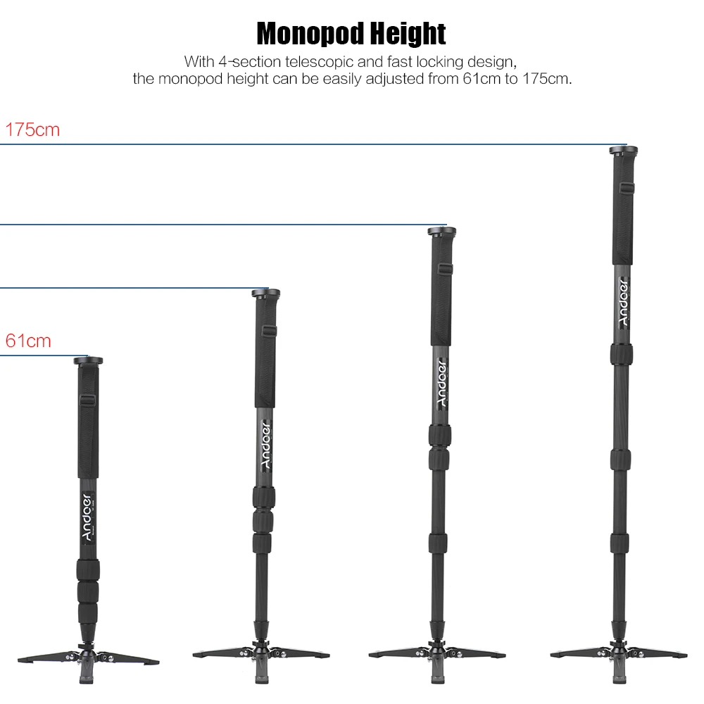 Andoer TP 340C портативный монопод из углеродного волокна для камеры Canon Nikon Sony DSLR 4