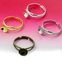 10pcs 810mm ring settings cabochon base sunken tray blank for cabochon cameo diy fashion rings adjustable ring base