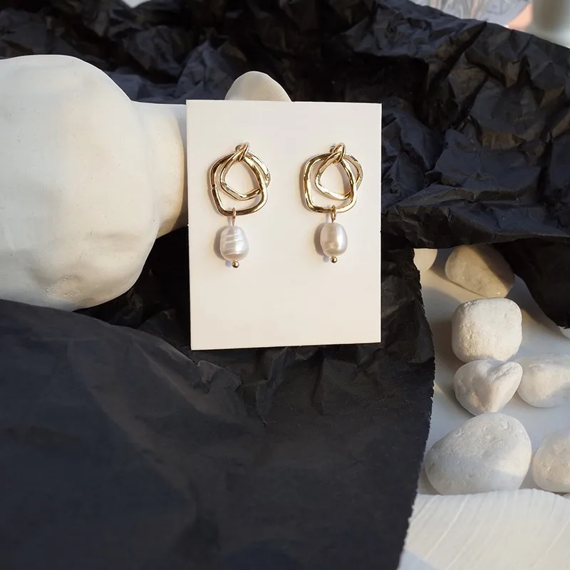 Серьги из стерлингового серебра 925 пробы металлические золотые геометрические