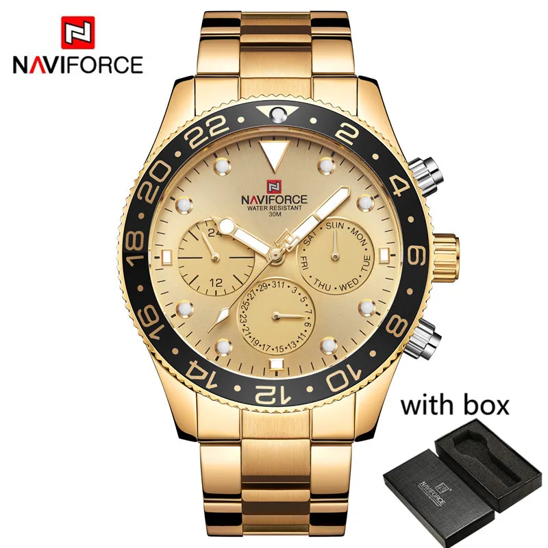 NA914704 with box NAVIFORCE Лидирующий бренд, мужские часы, водонепроницаемые, спортивные, военные, наручные часы, нержавеющая сталь, мужские, деловые часы, Relogio Masculino 9147 - Цвет: NA914704 with box