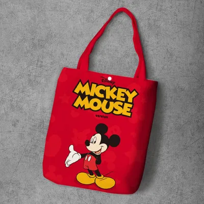 Плюшевый Рюкзак disney, Мультяшные сумки, дамская сумка для покупок, Холщовая Сумка с Микки Маусом и Минни, сумка на плечо, сумки-тоут, розовая сумка с Микки Маусом - Цвет: 3