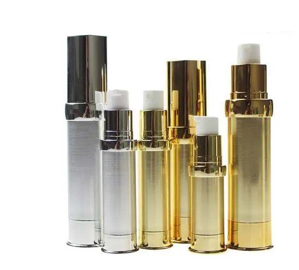 15 мл 10 шт./лот Золотая/серебряная Косметическая вакуумная упаковка бутылка спрей