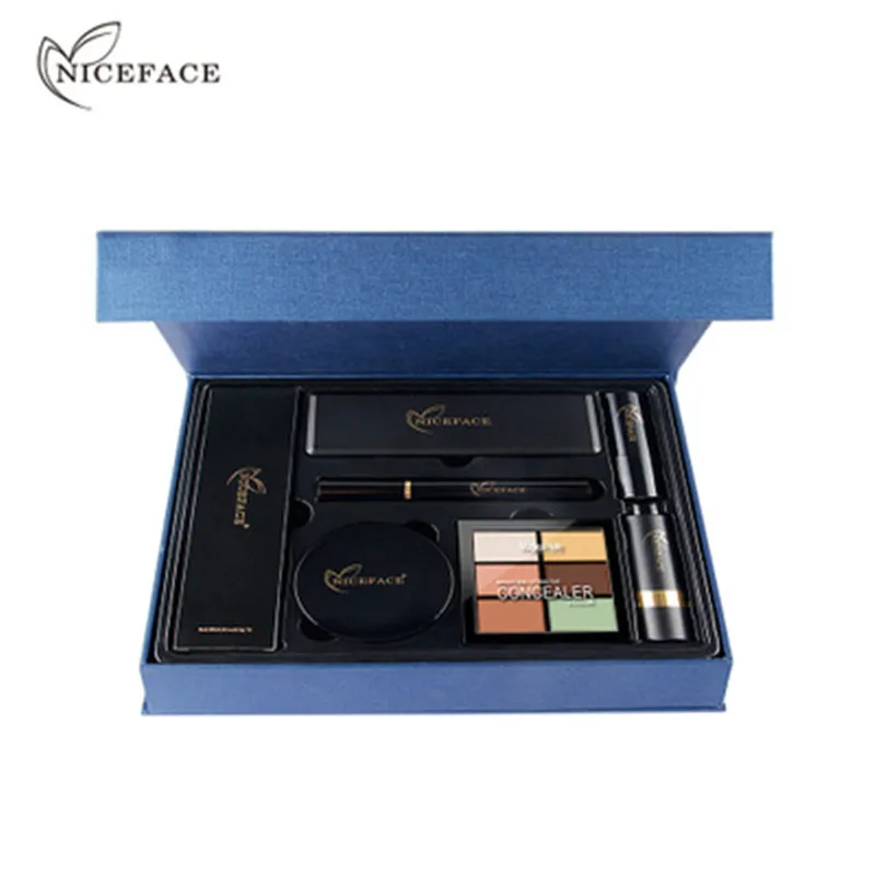 Набор косметики Niceface 7 в 1 палитра теней для век Контурный карандаш пудра тушь