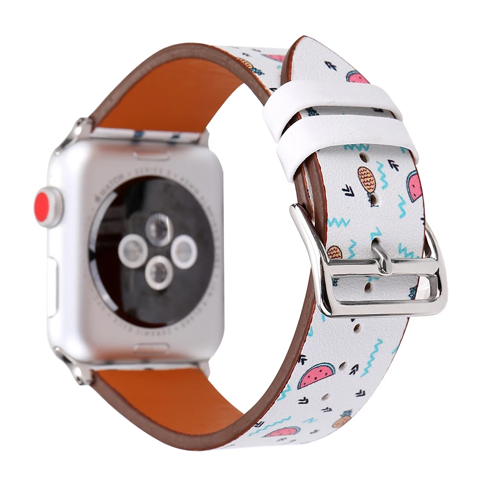 Модный ремешок из натуральной кожи с принтом фламинго для Apple Watch 42 мм 38 серия 4/3/2/1