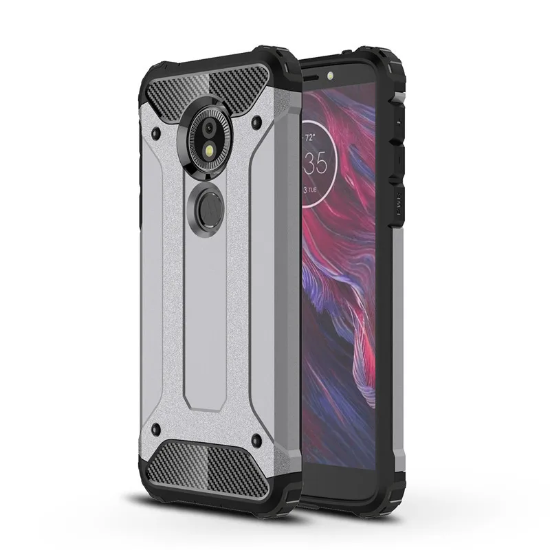 Противоударный чехол для Motorola Moto G6 G5 G5S E5 G4 Plus Z Play Force G3 E3 M TPU+ PC Гибридный армированный силиконовый чехол из углеродного волокна - Цвет: gray