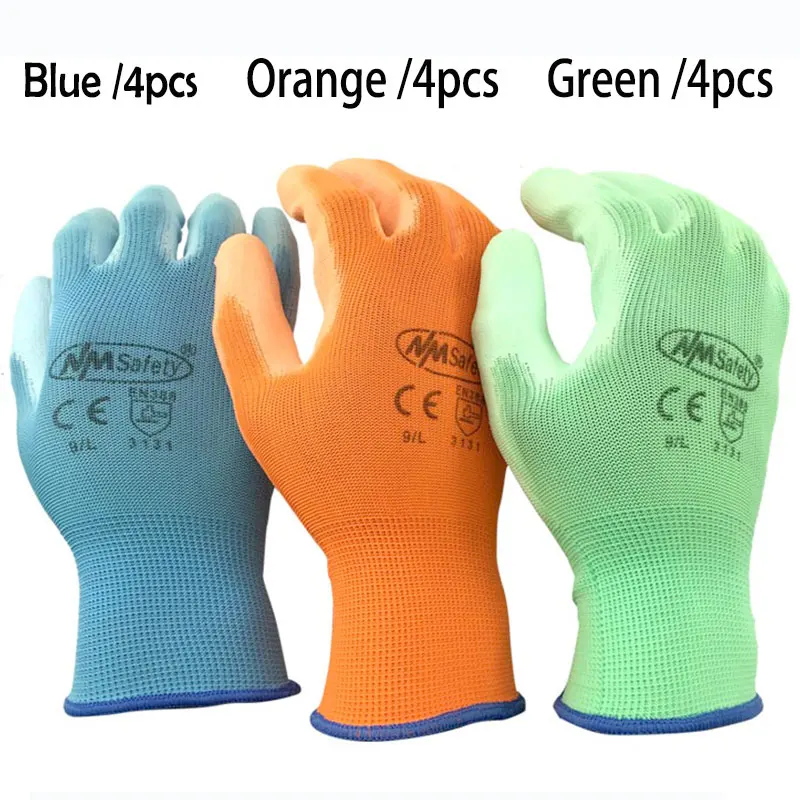PU1350FP -Colors NMSafety 12 пар рабочих перчаток для ПУ пальмовое покрытие защитные перчатки - Цвет: PU1350FP -Colors