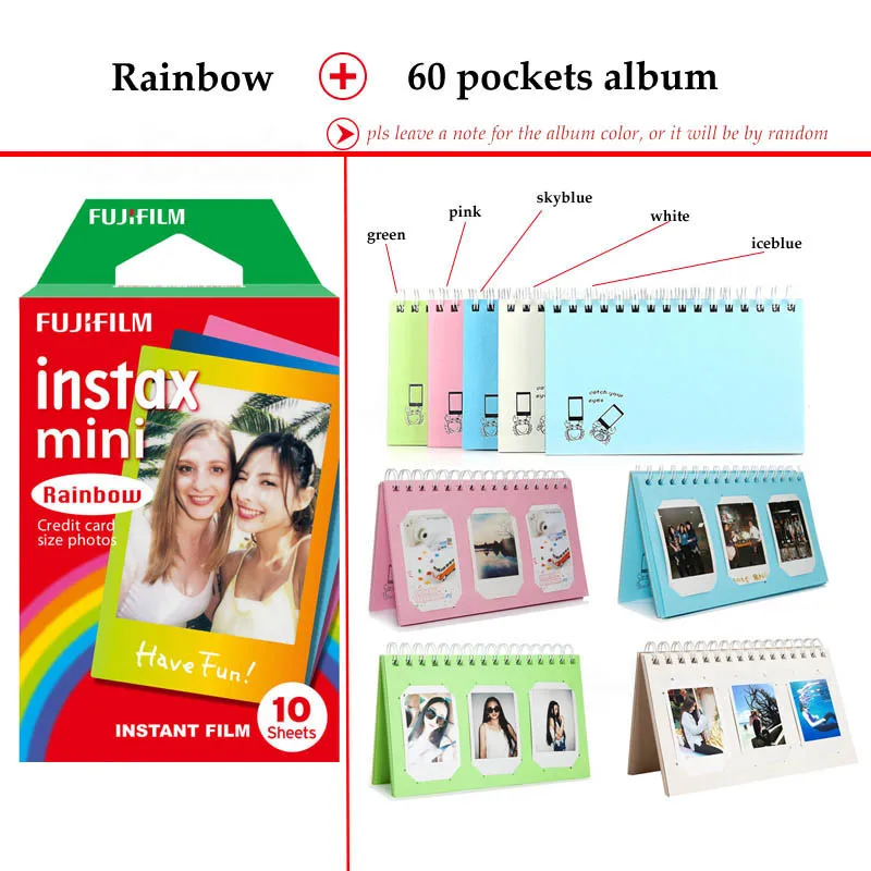 Fujifilm Instax Mini Film Rainbow 10 листов для FUJI Instant Photo Camera 9 8 7s 70 90 25 смартфон принтер SP 2