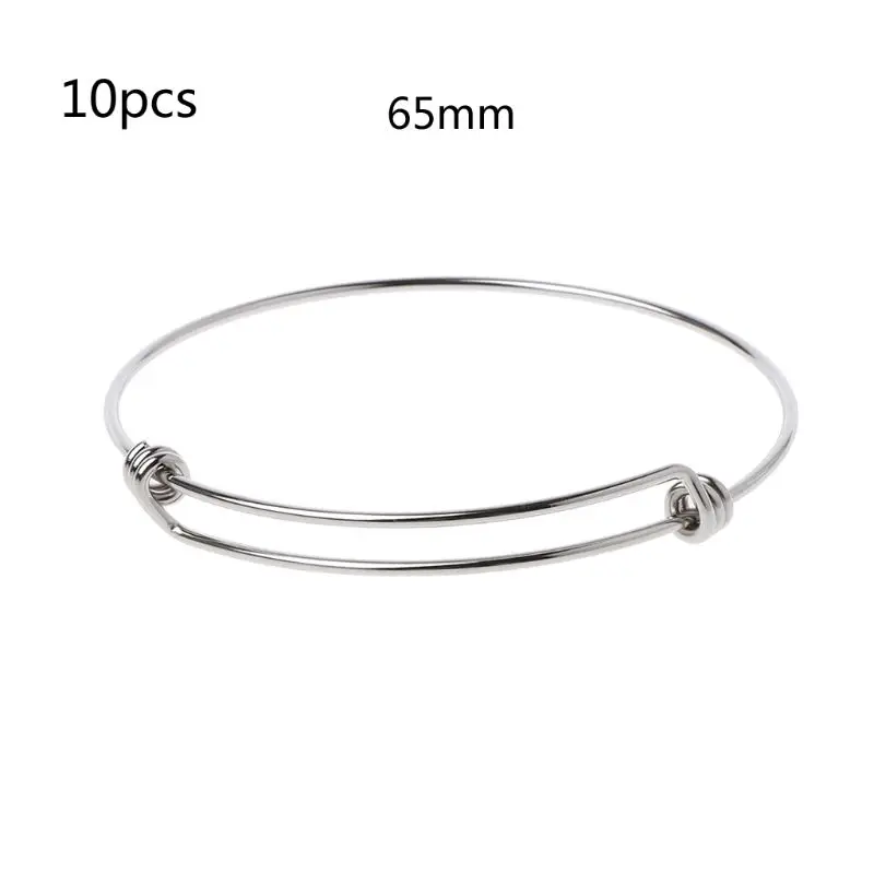 Silver Bangle 10 шт расширяемый пустой браслет из нержавеющей стали для изготовления ювелирных изделий - Окраска металла: Silver Bangle