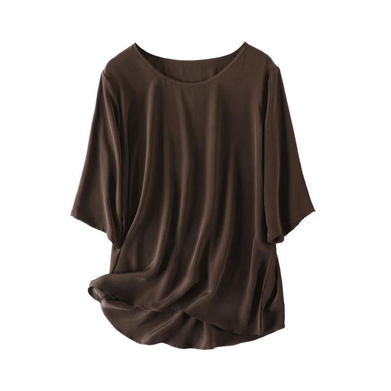 Женская Летняя шелковая блузка с круглым вырезом без рукавов офисная одежда