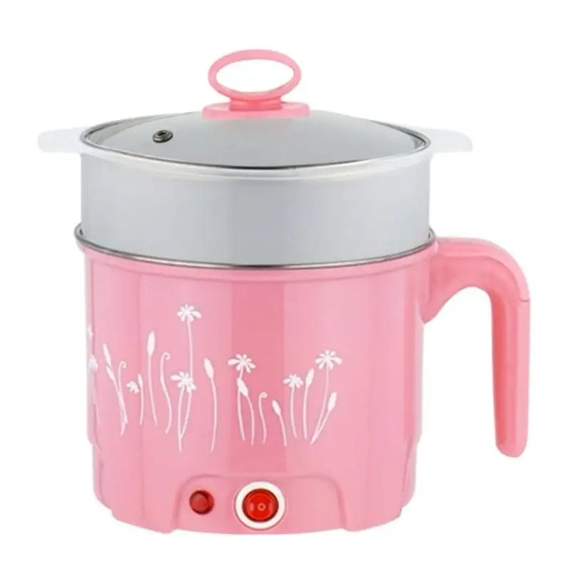 8pcs Pink Мини 1.8л электрическая сковорода для лапши, рисоварка с теплоизоляцией, кастрюля для приготовления пищи, контейнер для еды, электрический нагревательный Ланчбокс - Цвет: 8pcs Pink