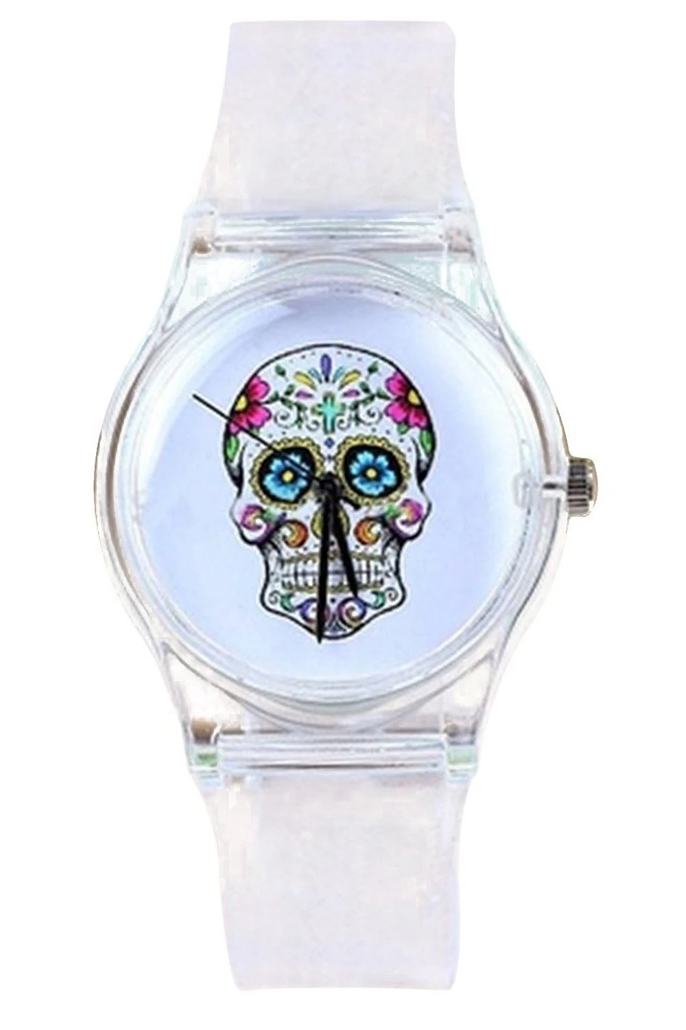 

YCYS!Skull Dial Transparent Silicone Wrist Watch