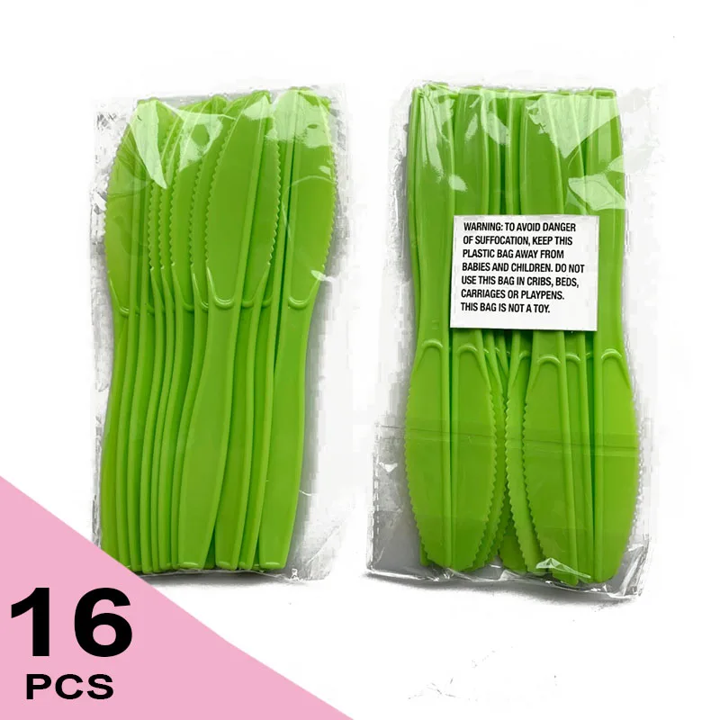 16 шт. в упаковке зеленые пластиковые столовые приборы одноразовый нож товары для