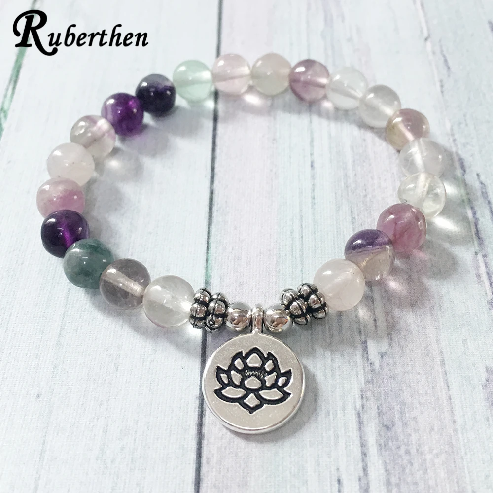 Браслет Ruberthen из натурального флюорита для йоги модные ювелирные украшения