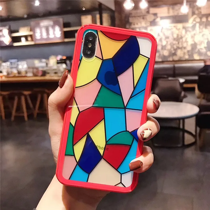 Модный чехол для iPhone 6 6s 7 8 Plus X XR XS Max телефона роскошный корпус из радужного стекла