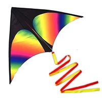 strong rainbow kite with long colorful tailhuge beginner delta kites for kids and adults 57 inch come with string and handle