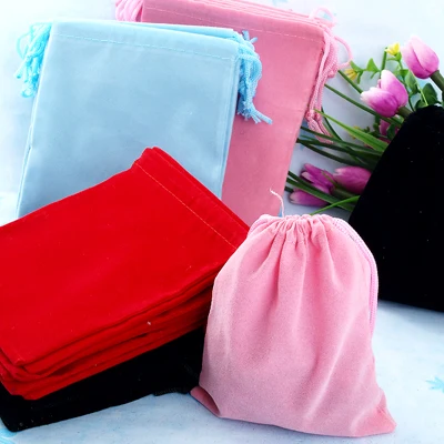 back red pink blue De Bijoux 100 шт Разноцветные 5x7 см бархатное кольцо на сумку ювелирный мешок бархатный мешочек для свадьбы День рождения вечерние подарочные сумки для промоакции - Цвет: back red pink blue
