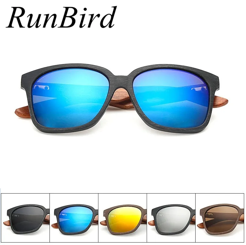 Солнцезащитные очки RunBird R053 для мужчин и женщин деревянные темные с заклепками