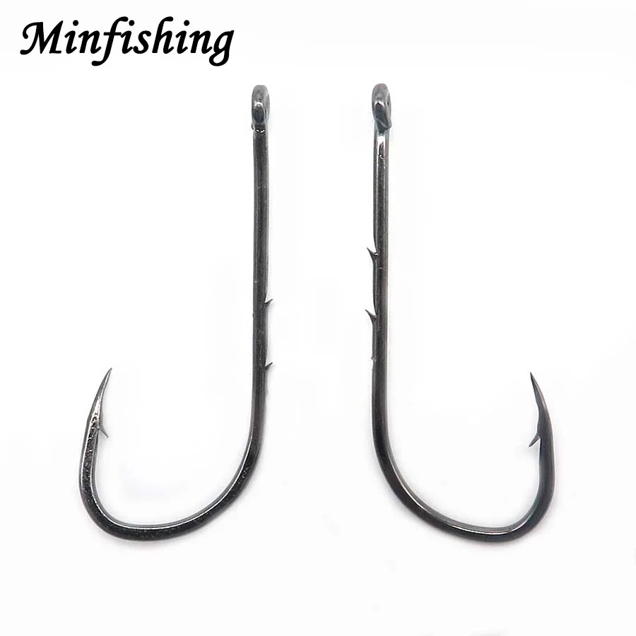 Minfishing 100 шт./лот рыболовный крючок черный никель baithhold рыболовные крючки из высокоуглеродистой стали морской крючок