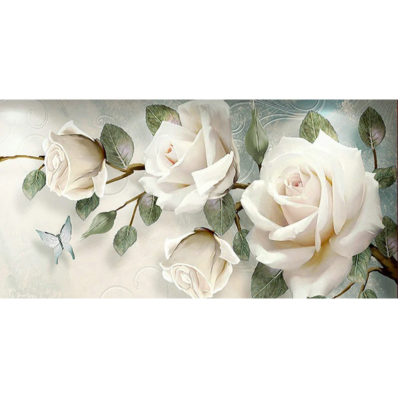 

YIKEE Diamond Painting Full Round Flowers Home Decor Drill Resin DIY Mosaic Flowers Diamond Embroidery k079