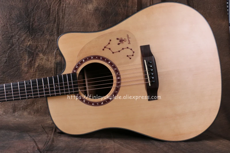 41 &quotCutaway электрическая акустическая гитара Spruce Top/Wanut Body guitarra с жестким корпусом