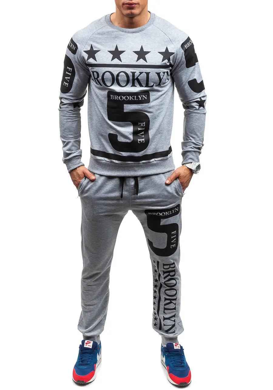 light grey ZOGAA мужской повседневный спортивный костюм Модный комплект из двух предметов с принтом Chandal Hombre спортивный костюм PSG мужской спортивный костюм спортивная одежда - Цвет: light grey