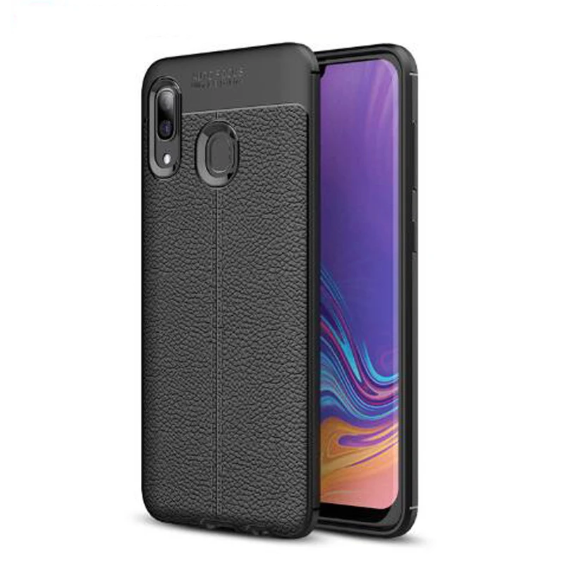 black YUETUO tpu кожаный чехол с узором для задней панели телефона, etui, чехол для samsung galaxy A40 A 40 силиконовые аксессуары - Цвет: black