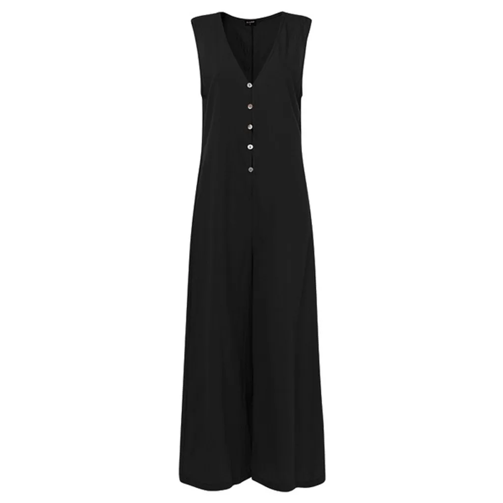 Женский офисный комбинезон с глубоким V образным вырезом без рукавов на