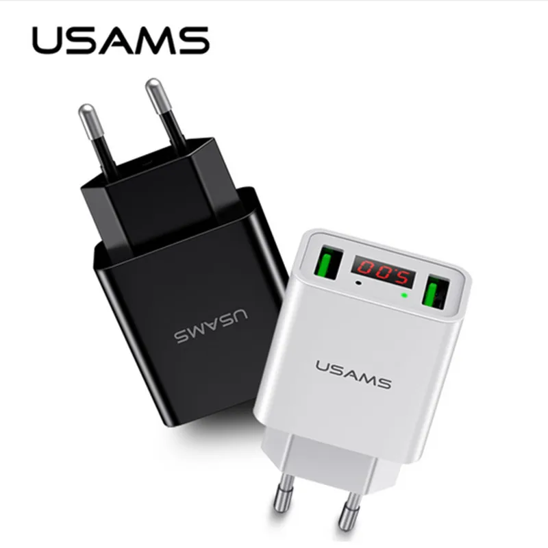 Светодиодный дисплей USAMS зарядка через два USB-порта вилка стандарта ЕС/США макс. 2 4