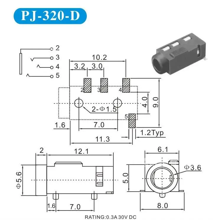 Аудиоразъем для наушников 3 5 мм 100 шт. 4 pin SMD MP3 аксессуары PJ320D|accessories|accessories