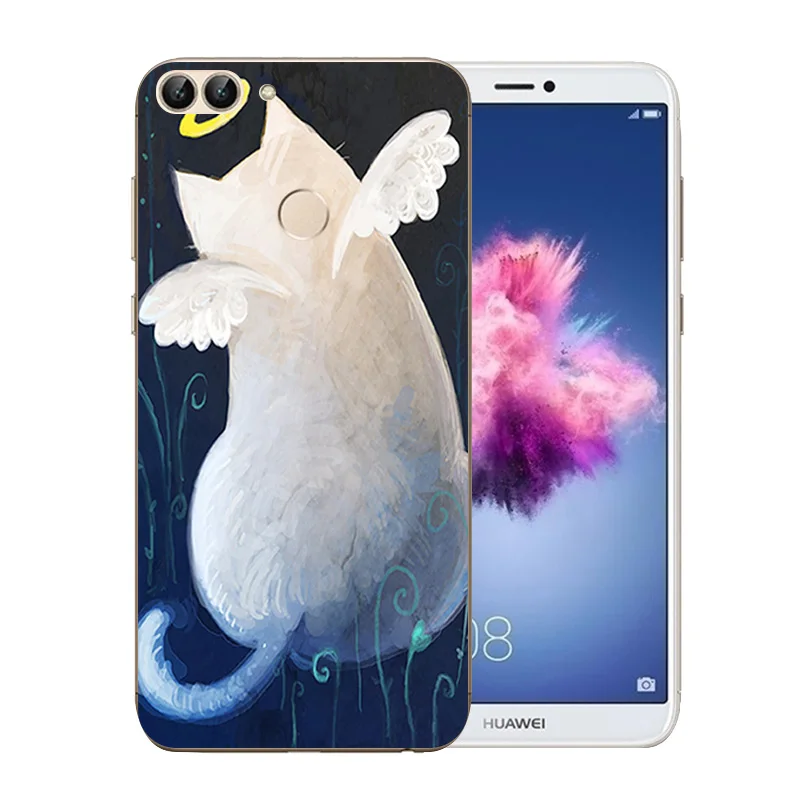 Чехлы для телефонов 5 65 дюймов Huawei P Smart Clear Soft TPU Enjoy 7S FIG-L21 FIG-LX1 LX2 LX3 Luck Cat Pattern |