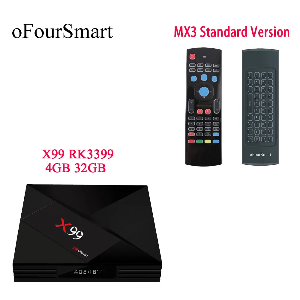 X99 4 Гб + 32 ГБ RK3399 двухъядерный Android 7 1 TV BOX 4K BT4.1 смарт медиаплеер Поддержка мини