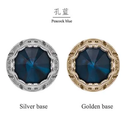 Peacock blue 12 мм круглой формы плоские стеклянные кристаллы стразы, форма птичьего гнезда основа пришить камни для diy ювелирных аксессуаров - Цвет: Peacock blue