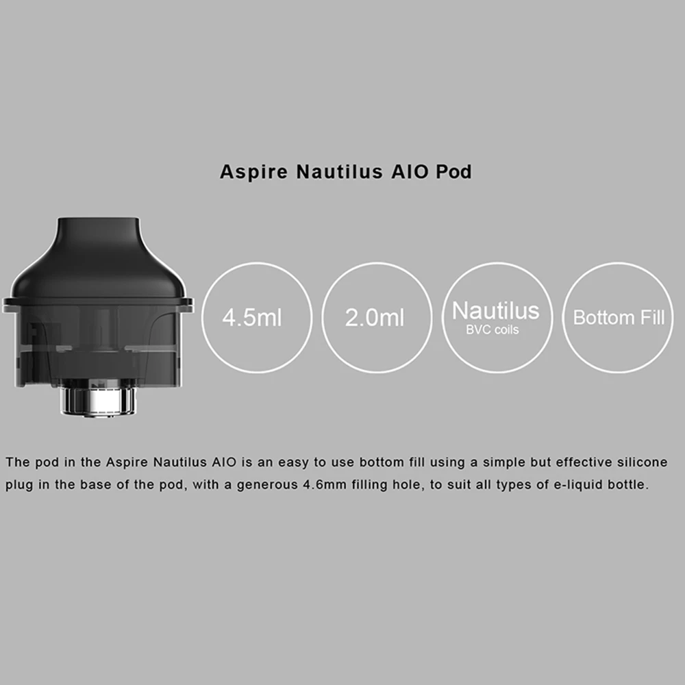 Оригинальный Aspire Nautilus AIO Pod 4 5 мл емкость 1.8ом Сменные нагревательные элементы