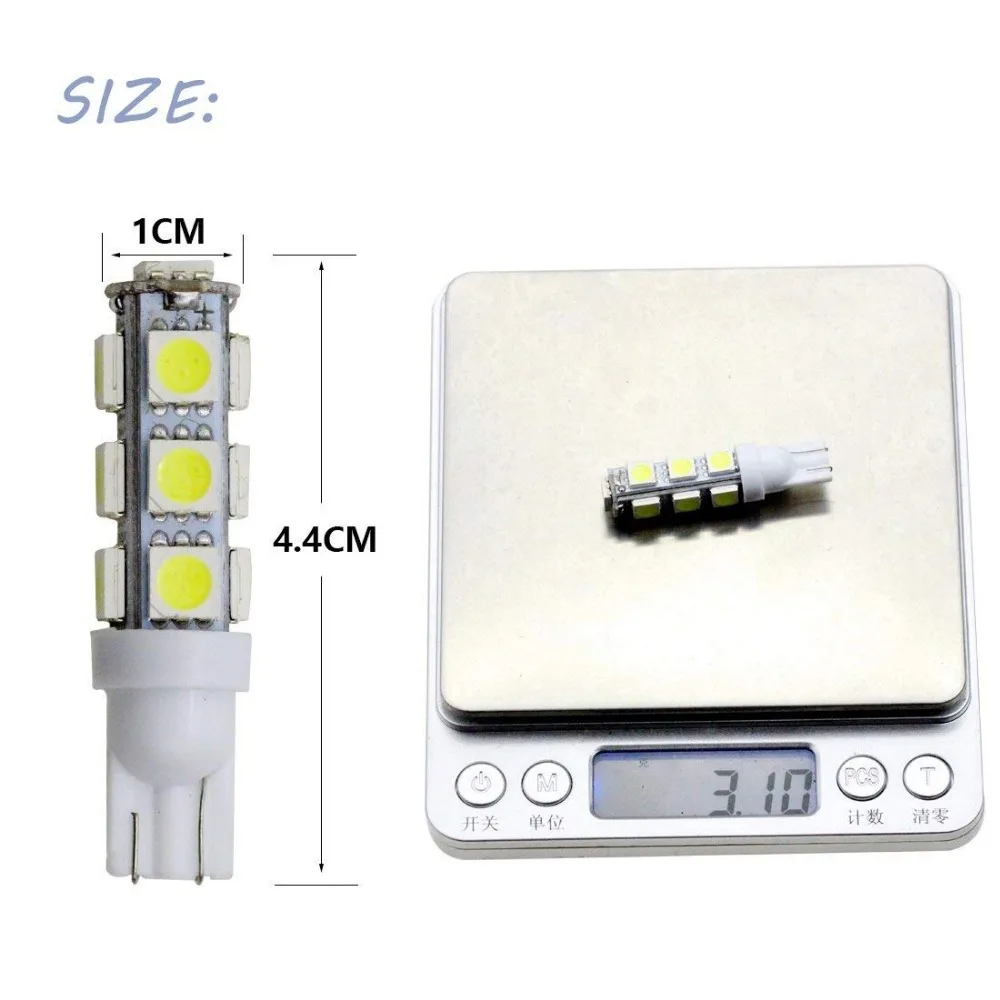 10Pcs White T10 13 SMD 5050 13LED 13Smd 194 168 192 Auto Car Side Turn Signal Light Bulb W5W LED Wedge Lamp DC 12V | Автомобили и