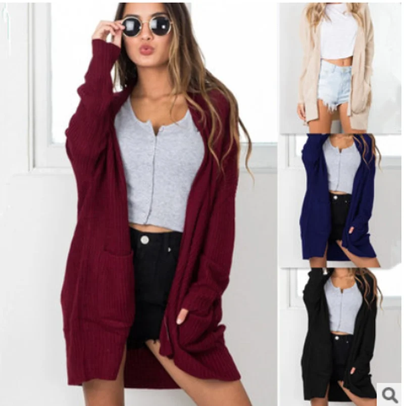 ZOGAA осенне-зимний женский кардиган вязаное пальто обычный рукав вязаный большой