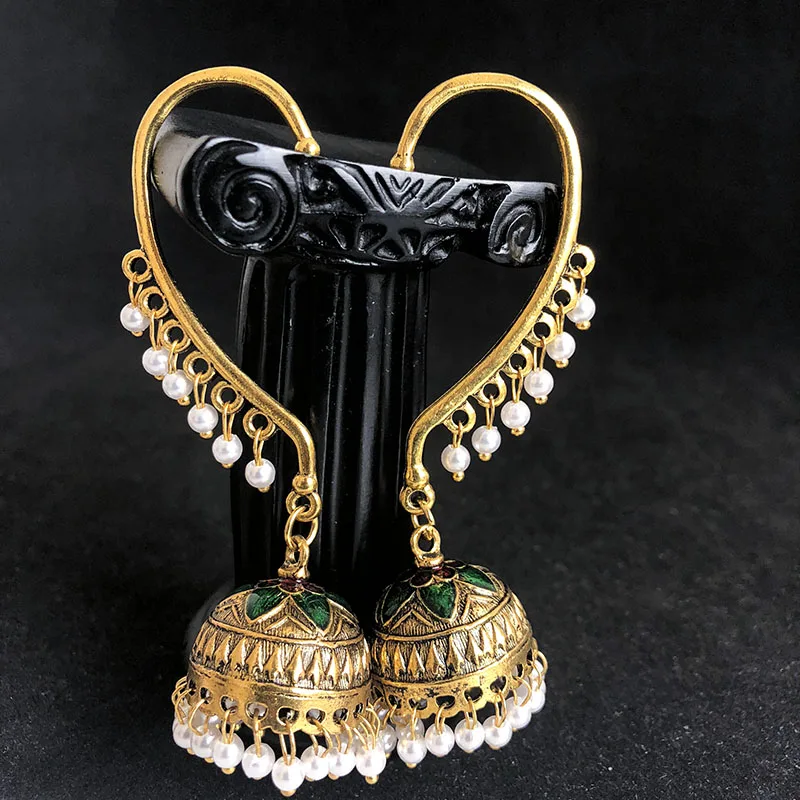 Круглые богемные индийские ювелирные изделия Jhumkas, винтажные этнические пакистанские ювелирные изделия yunique, женские серьги с ручной резкой Bang ladeshi