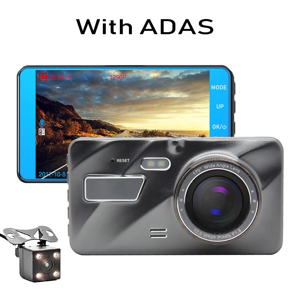 with ADAS Bluavido " ips 1080P Dash камера ADAS Автомобильный видеорегистратор ночного видения IMX323 двойной объектив Full HD 1080P Автомобильные видеорегистраторы циклическая запись - Название цвета: with ADAS